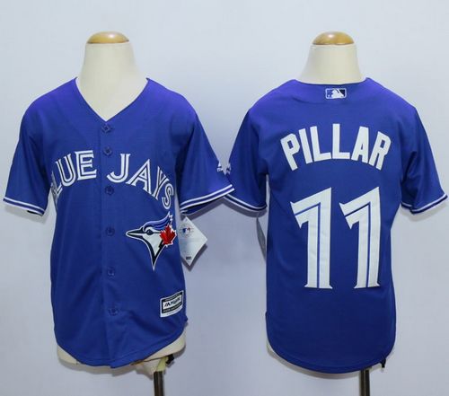 Blue Jays #11 Kevin Pillar Blue Cool Base Stitched Youth MLB Jersey - Click Image to Close